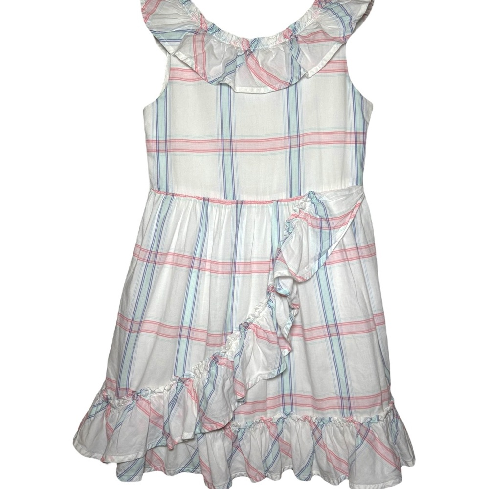Janie and Jack Pink and Blue Plaid Dress Girls 7